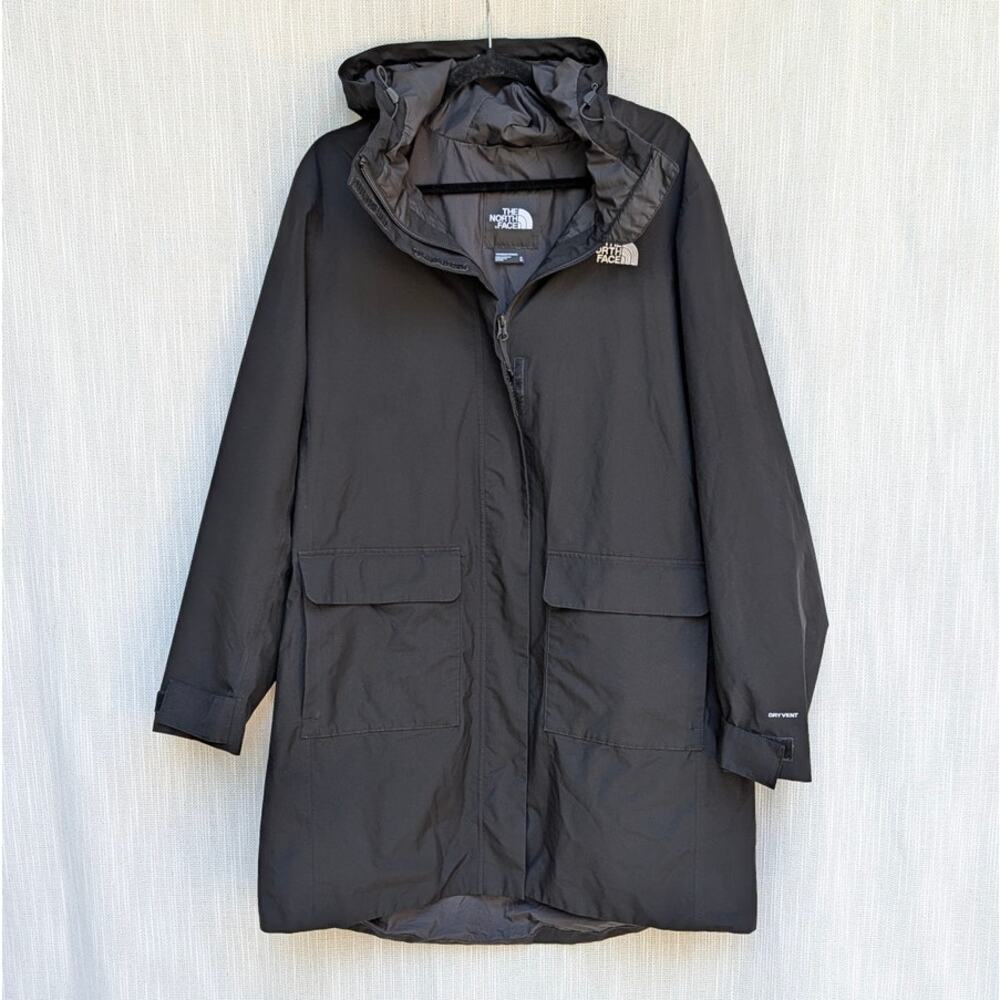 The North Face TNF City Breeze Rain Parka Jacket Womens XL Black Hooded - Picture 2 of 13